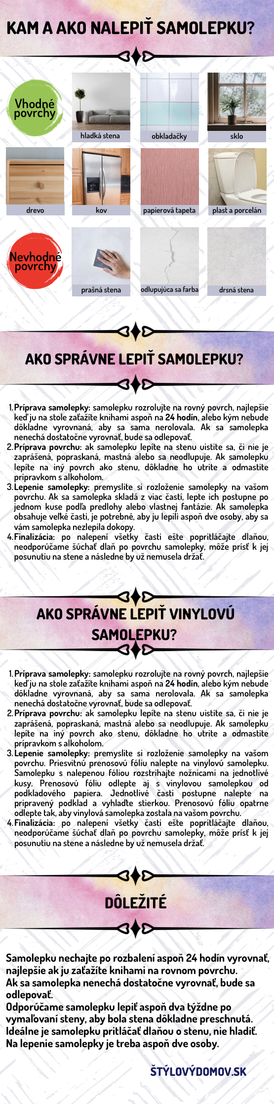 Info - ako lepiť samolepky